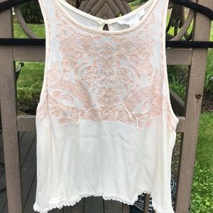 Embroidered Cropped Tank Top